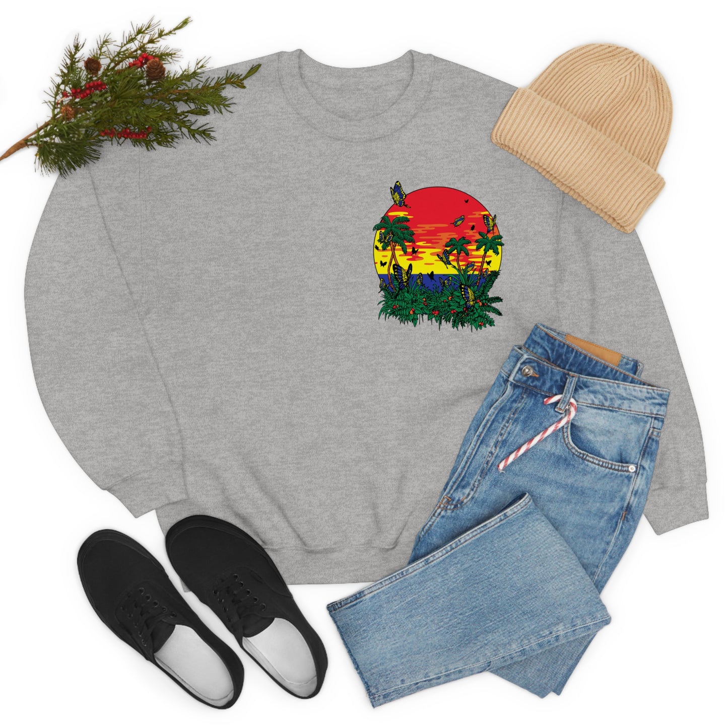 Sunset Butterfly Vibes Crewneck Sweatshirt