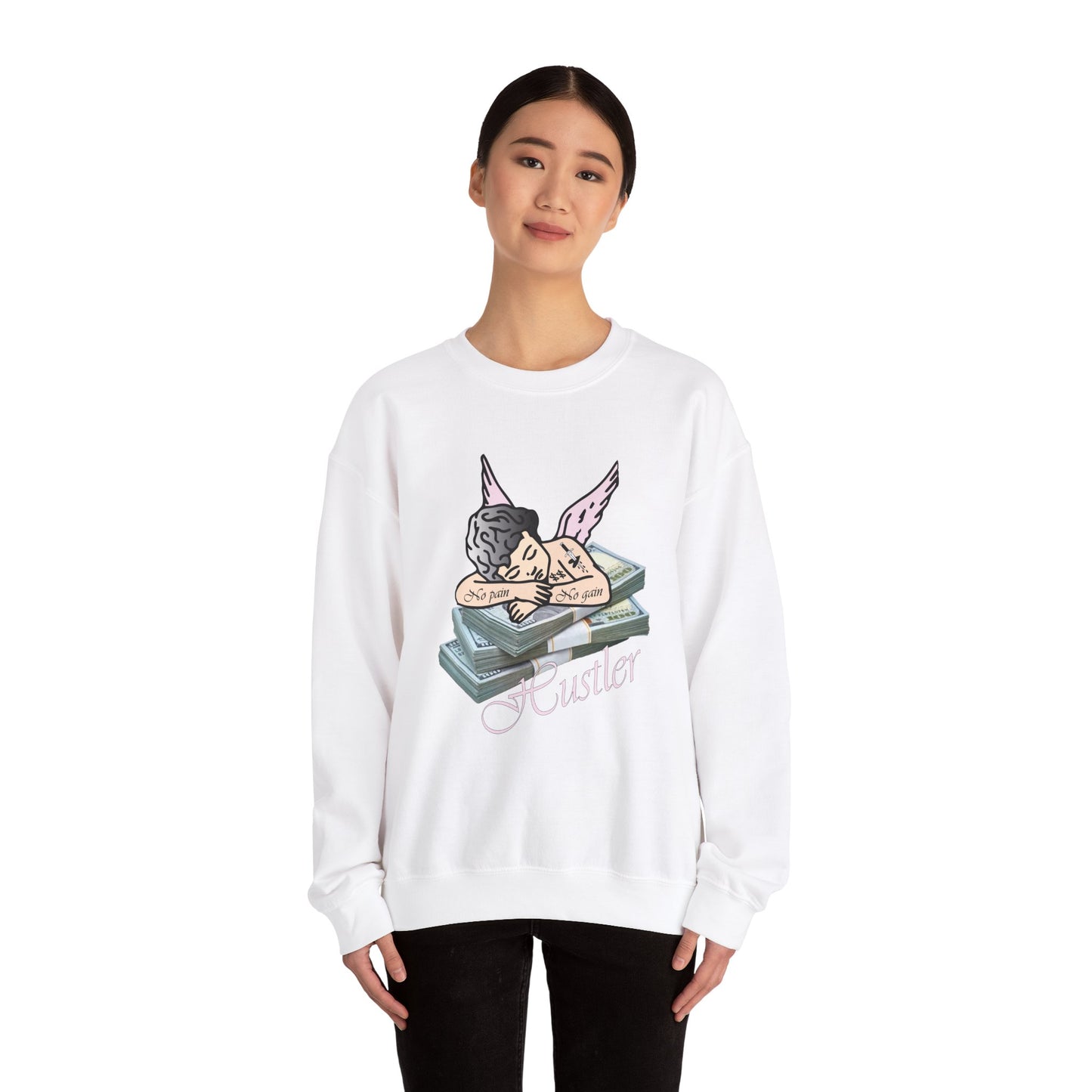 Hustler angel no pain no gain Crewneck Sweatshirt