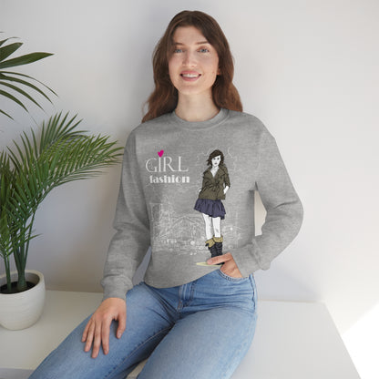 Girl with fashion Crewneck Sweatshirt