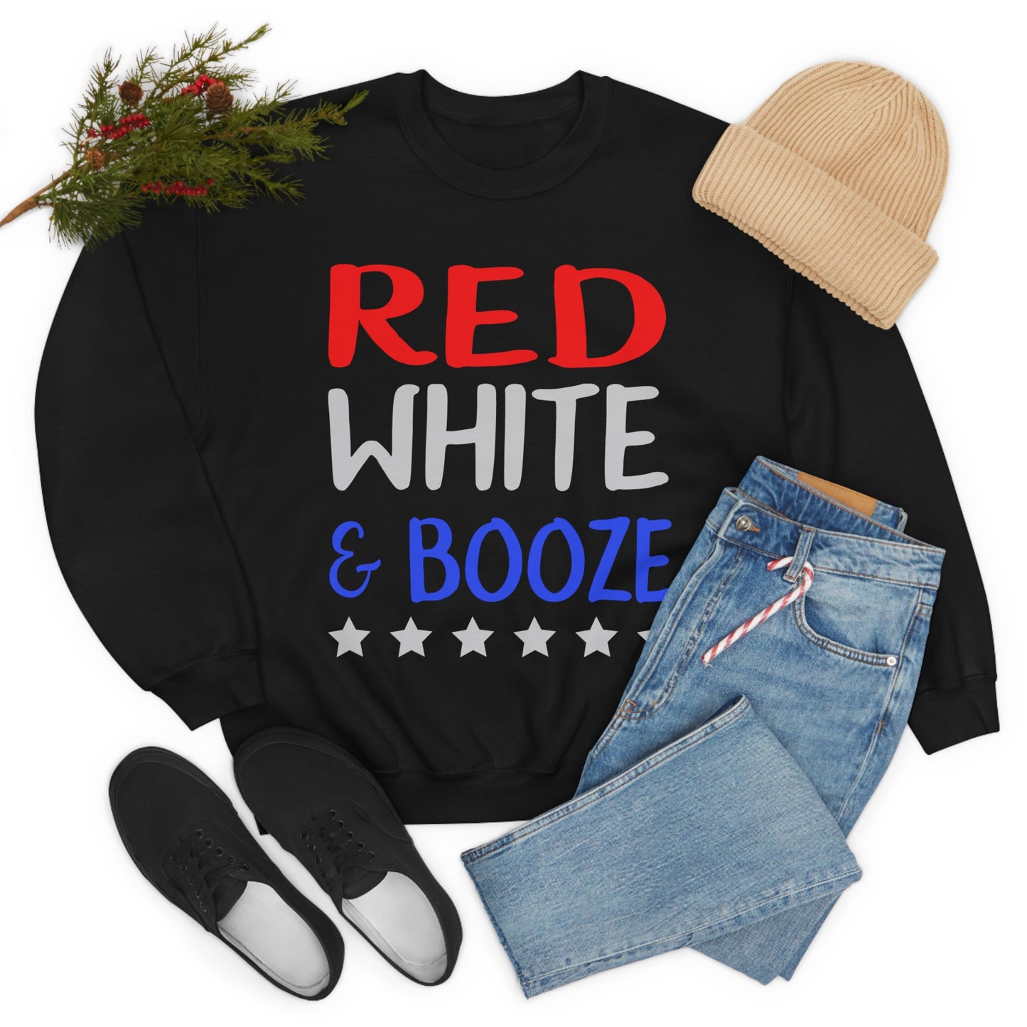 Red  White Booze Crewneck Sweatshirt