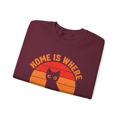 Home is where my cat is vintage Crewneck Sweatshirt