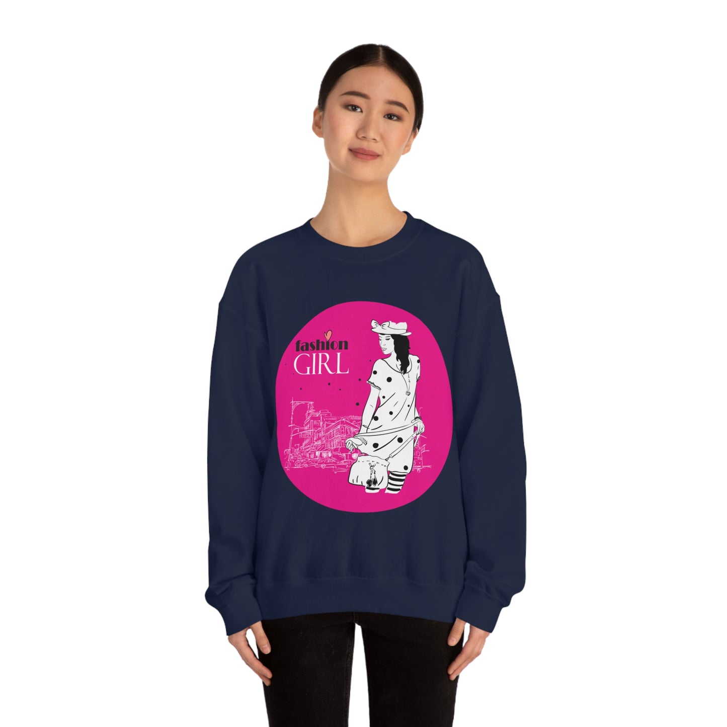 Pink Fashion girl Crewneck Sweatshirt