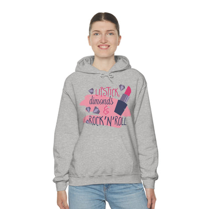 Lipstick-Diamonds and Rock & Roll Hoodie