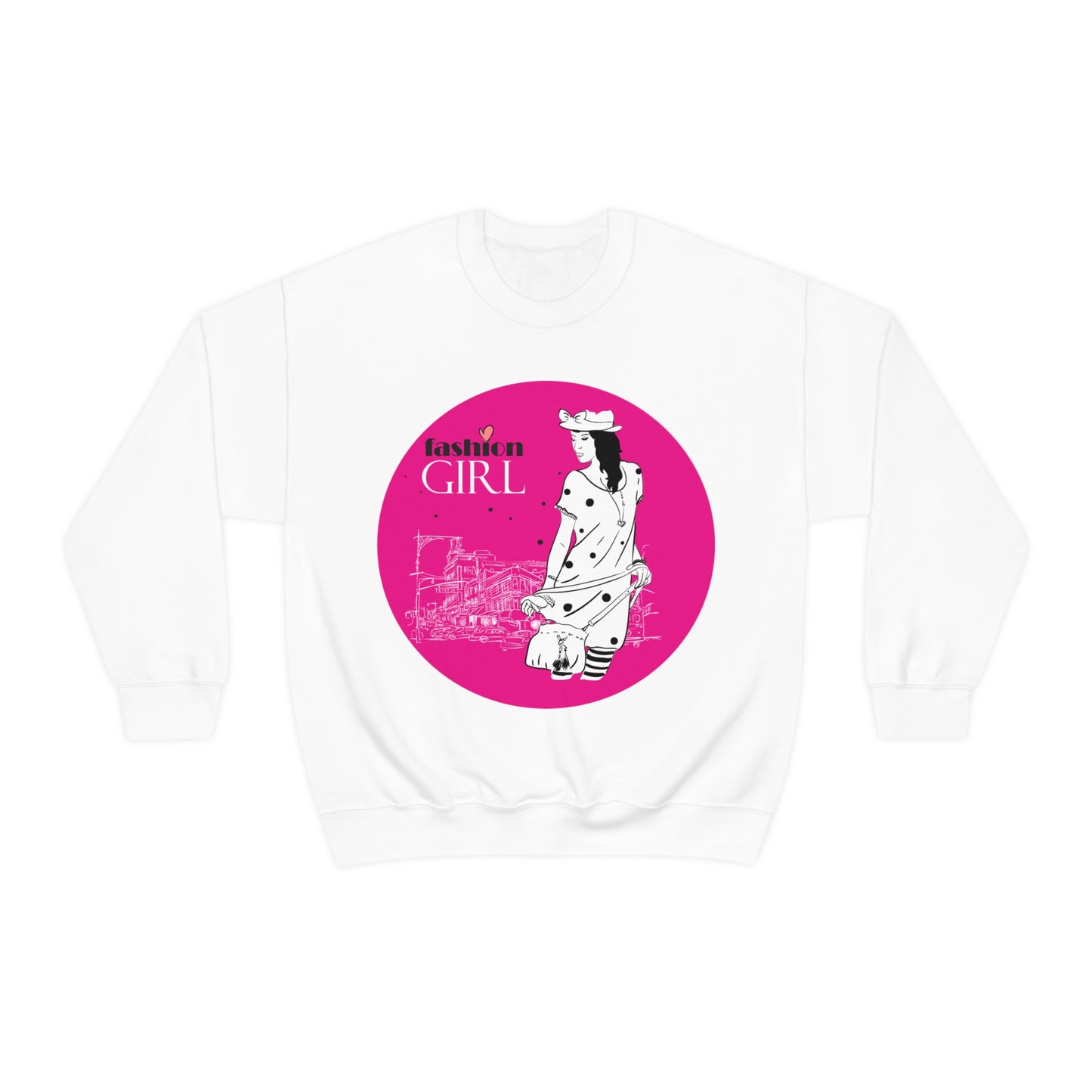 Pink Fashion girl Crewneck Sweatshirt