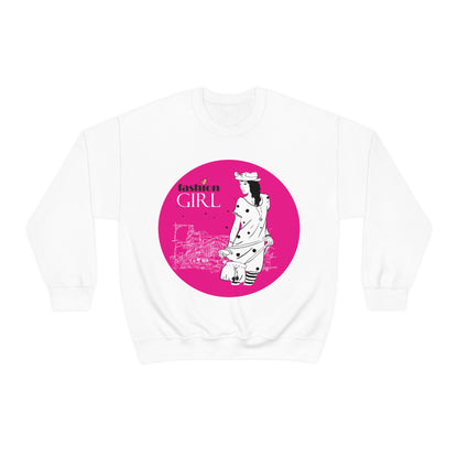 Pink Fashion girl Crewneck Sweatshirt