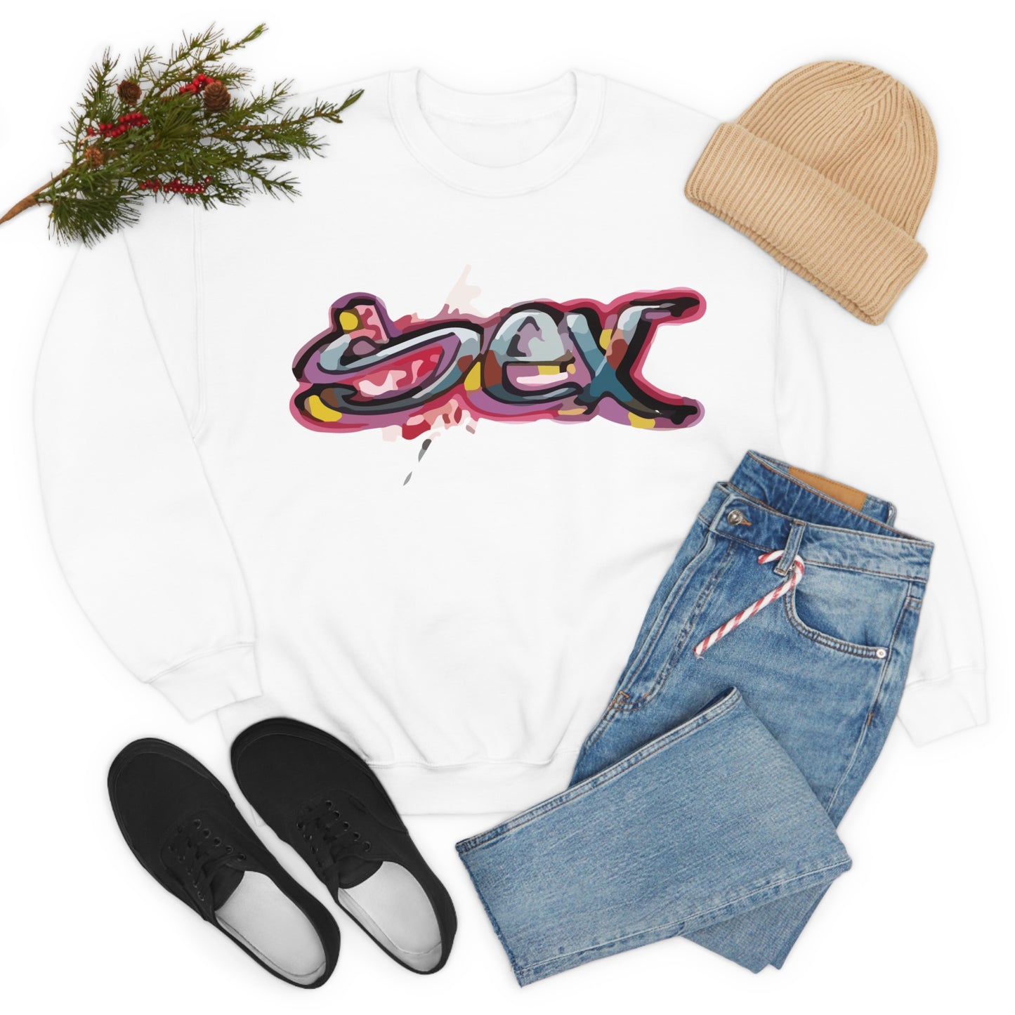 Sex colorful graffiti Crewneck Sweatshirt