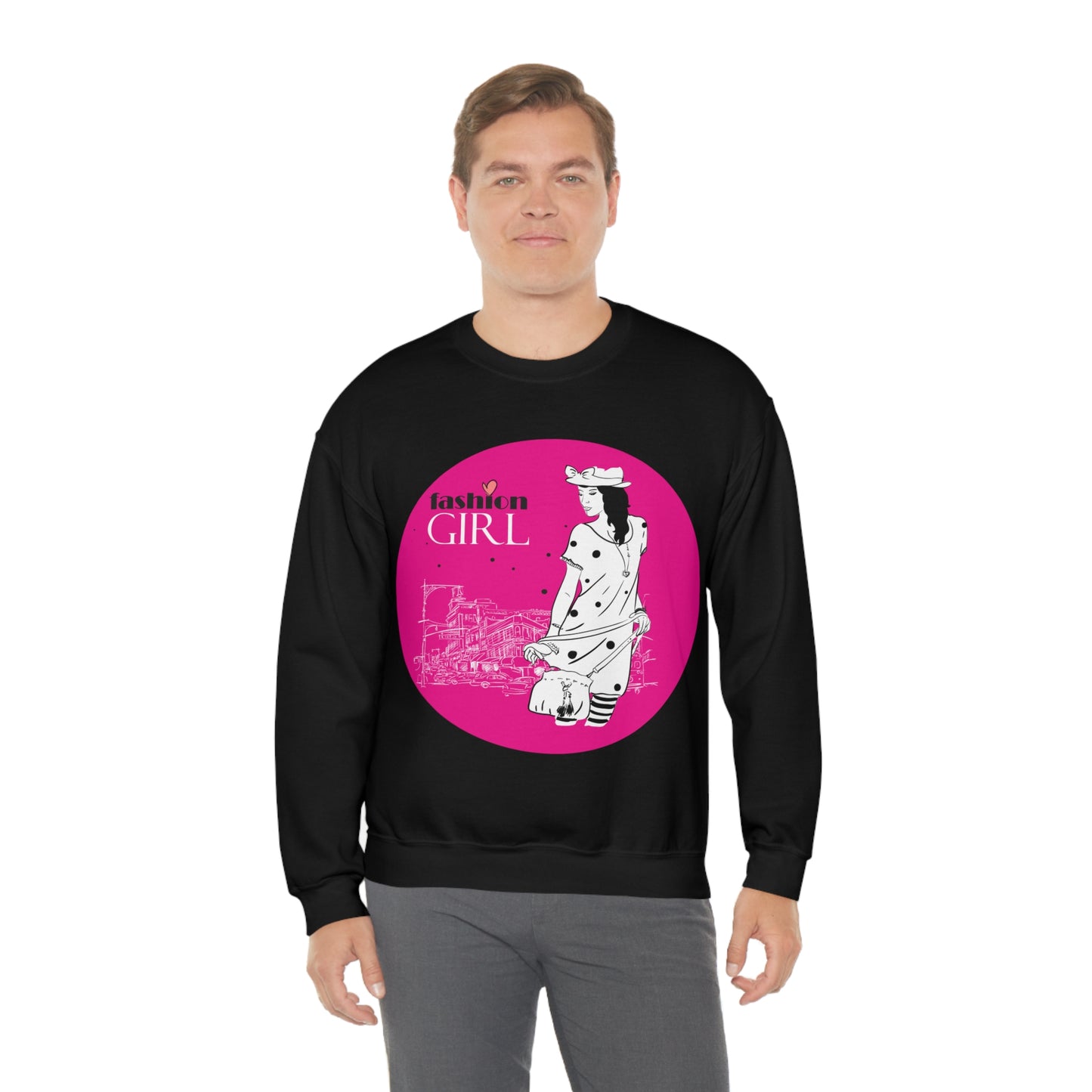 Pink Fashion girl Crewneck Sweatshirt