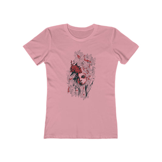 Beauty in Red and Floral Woman t shirt