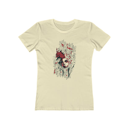 Beauty in Red and Floral Woman t shirt