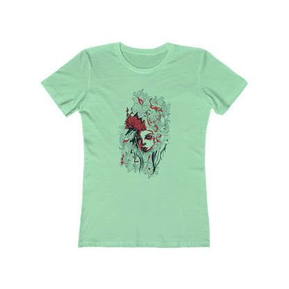 Beauty in Red and Floral Woman t shirt