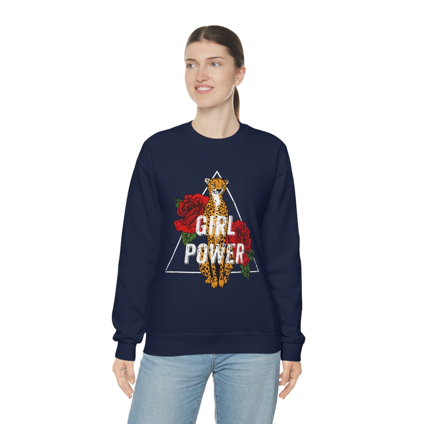 Girl Power Cheetah Edition Crewneck Sweatshirt