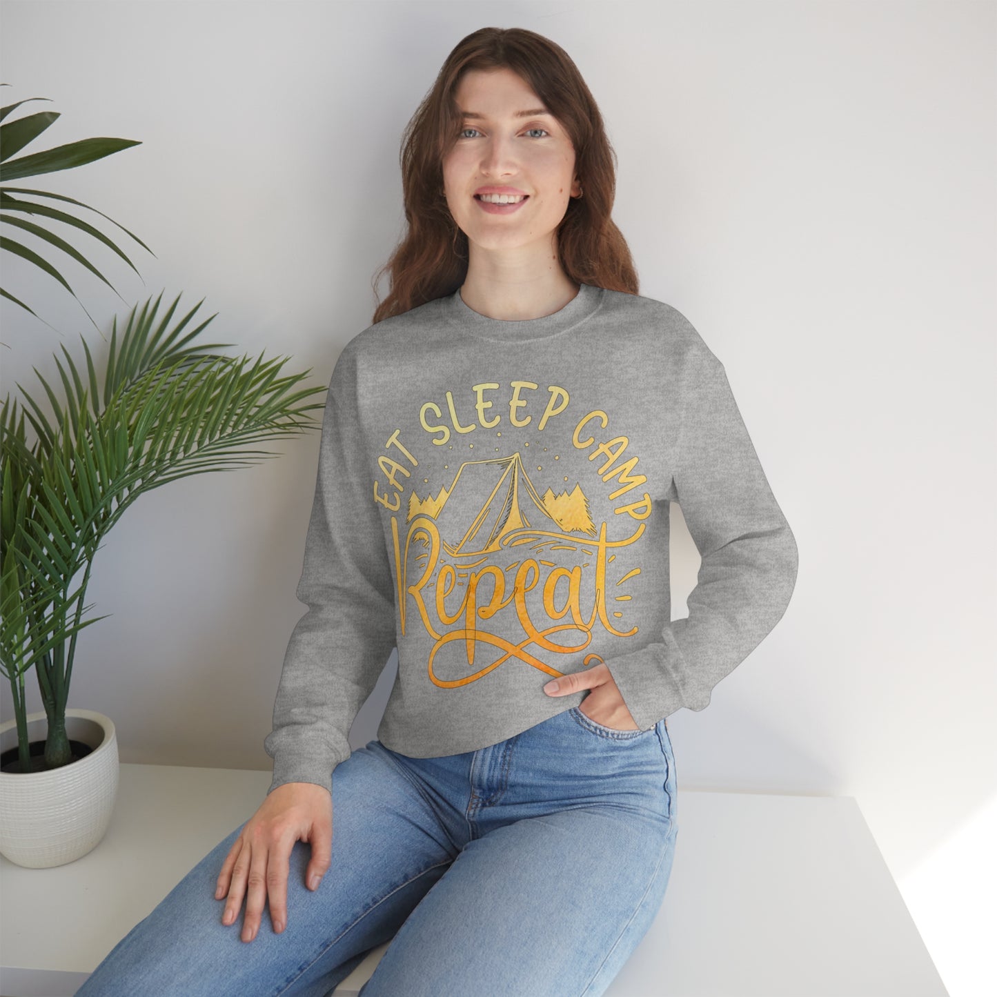 Eat Sleep Camp Repeat Crewneck Sweatshirt