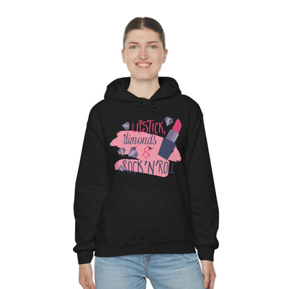 Lipstick-Diamonds and Rock & Roll Hoodie