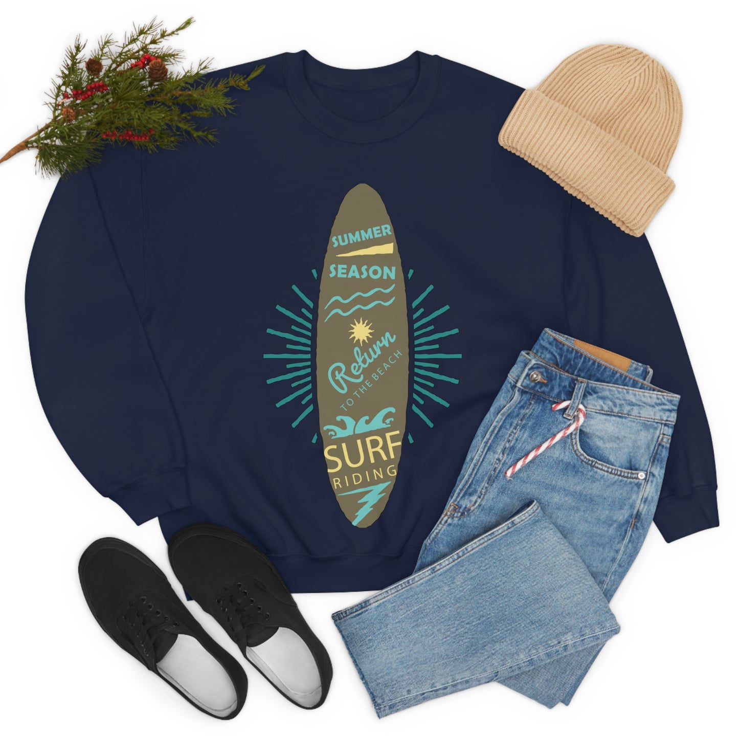 Surf Riding Summer Crewneck Sweatshirt