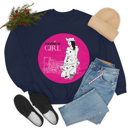 Pink Fashion girl Crewneck Sweatshirt