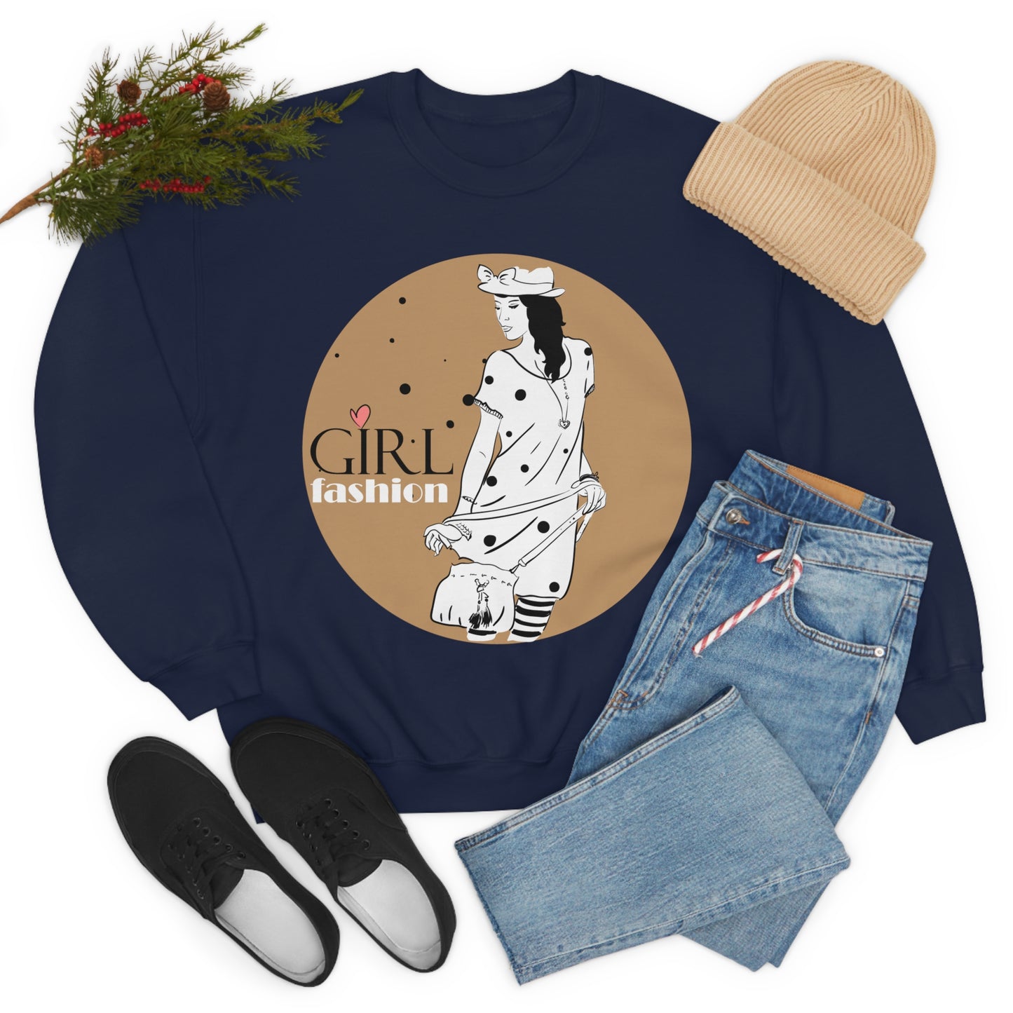 Polka dot Girl fashion Crewneck Sweatshirt