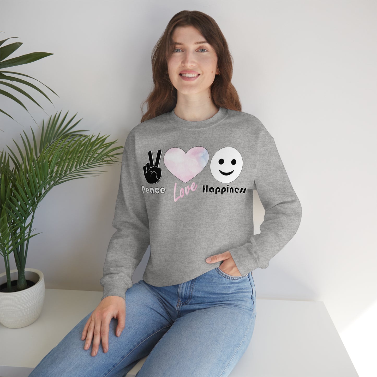 Peace-Love-Happiness Crewneck Sweatshirt