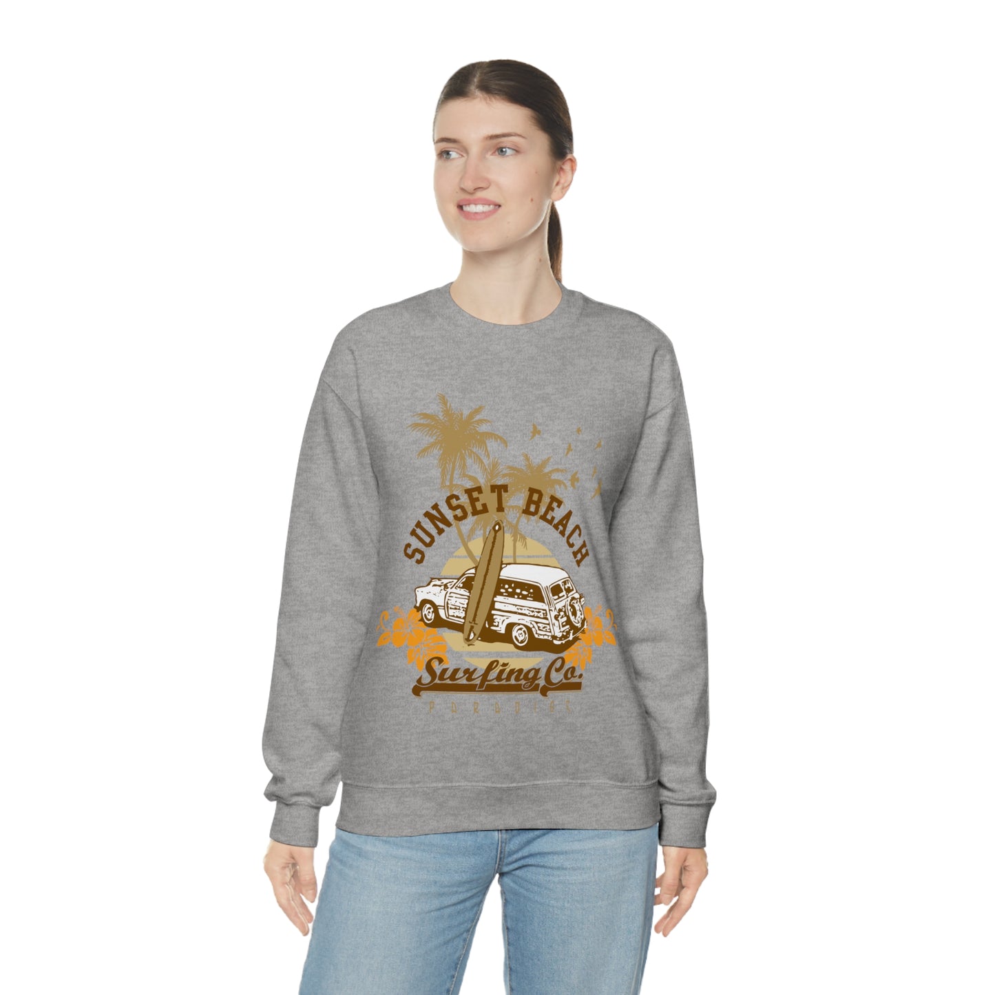 Sunset Beach Surfing Paradise Crewneck Sweatshirt