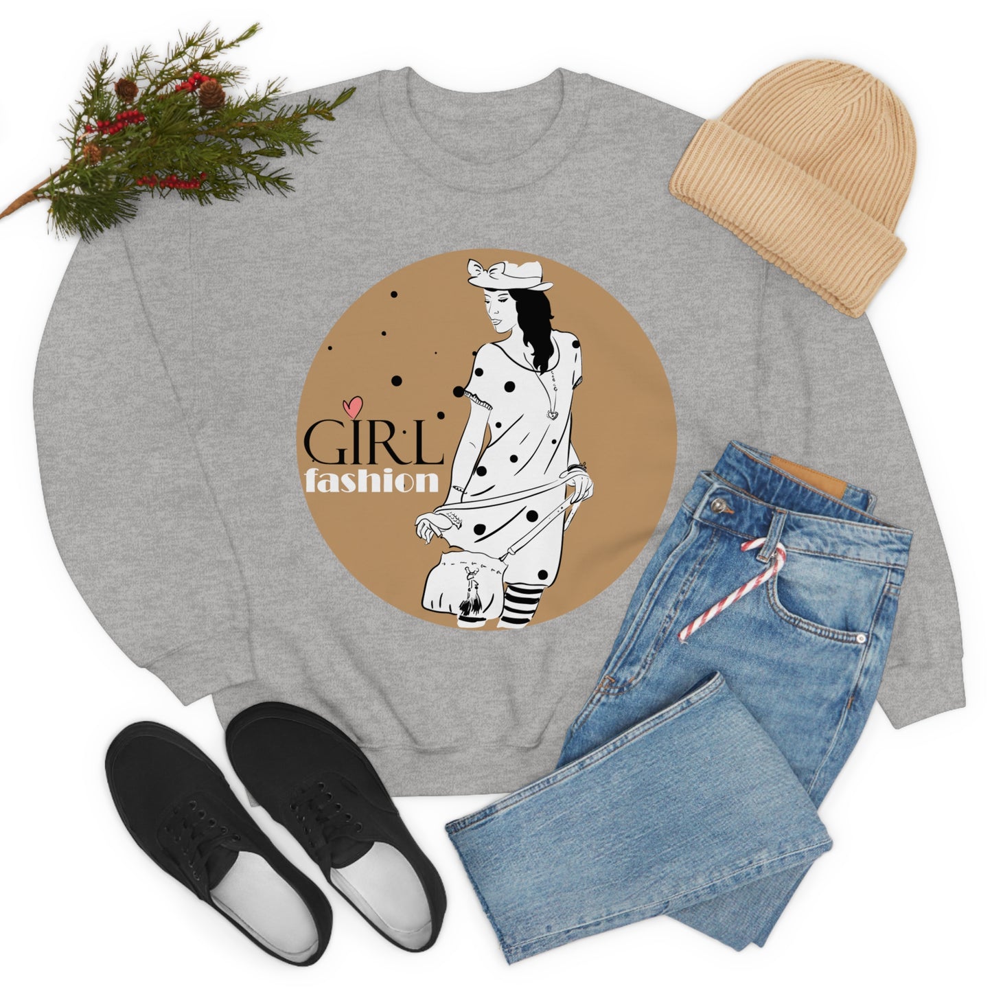 Polka dot Girl fashion Crewneck Sweatshirt