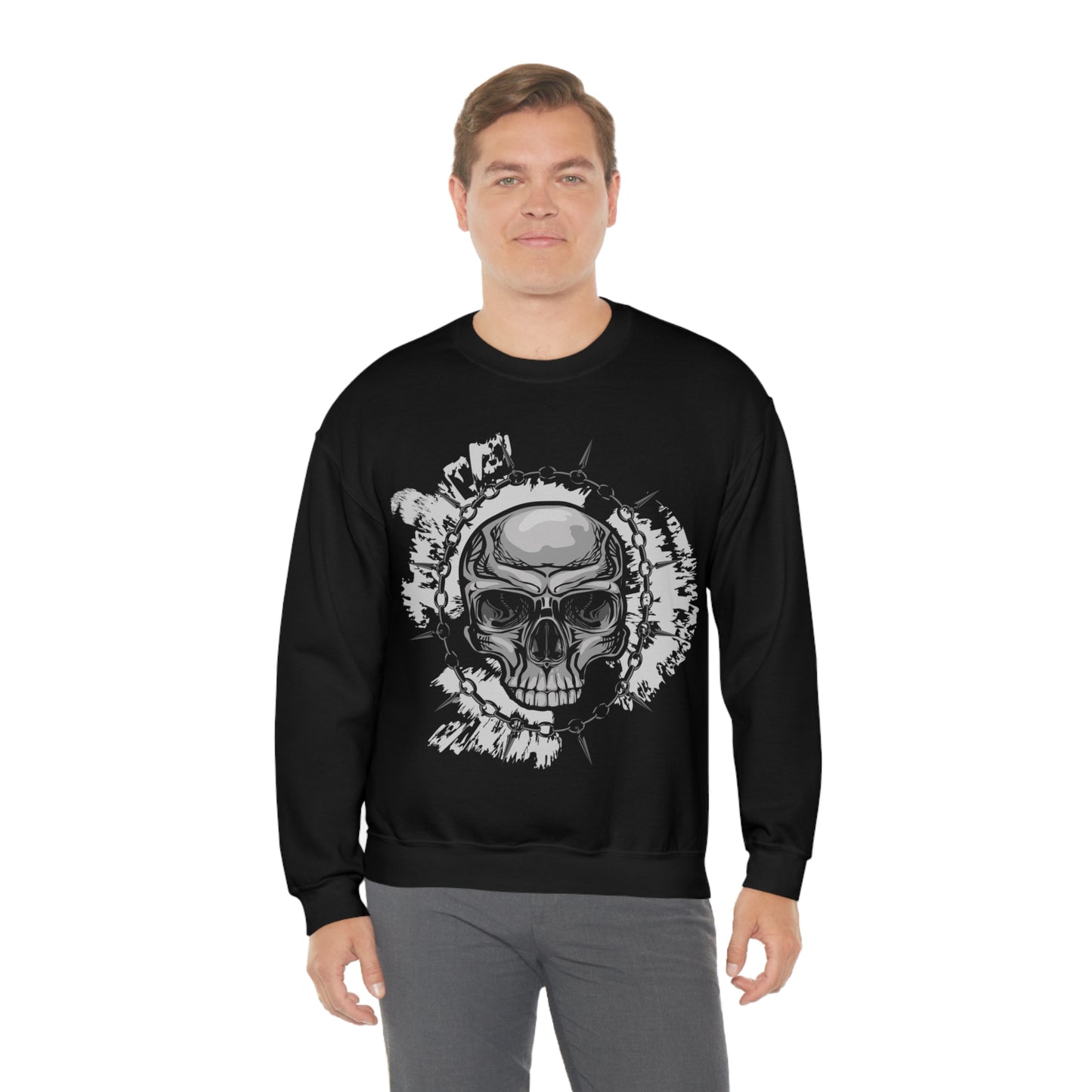 Skull Chain Splatter Crewneck Sweatshirt