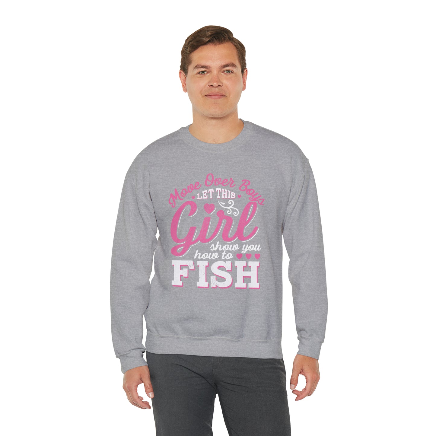 Girl Fishing Crewneck Sweatshirt