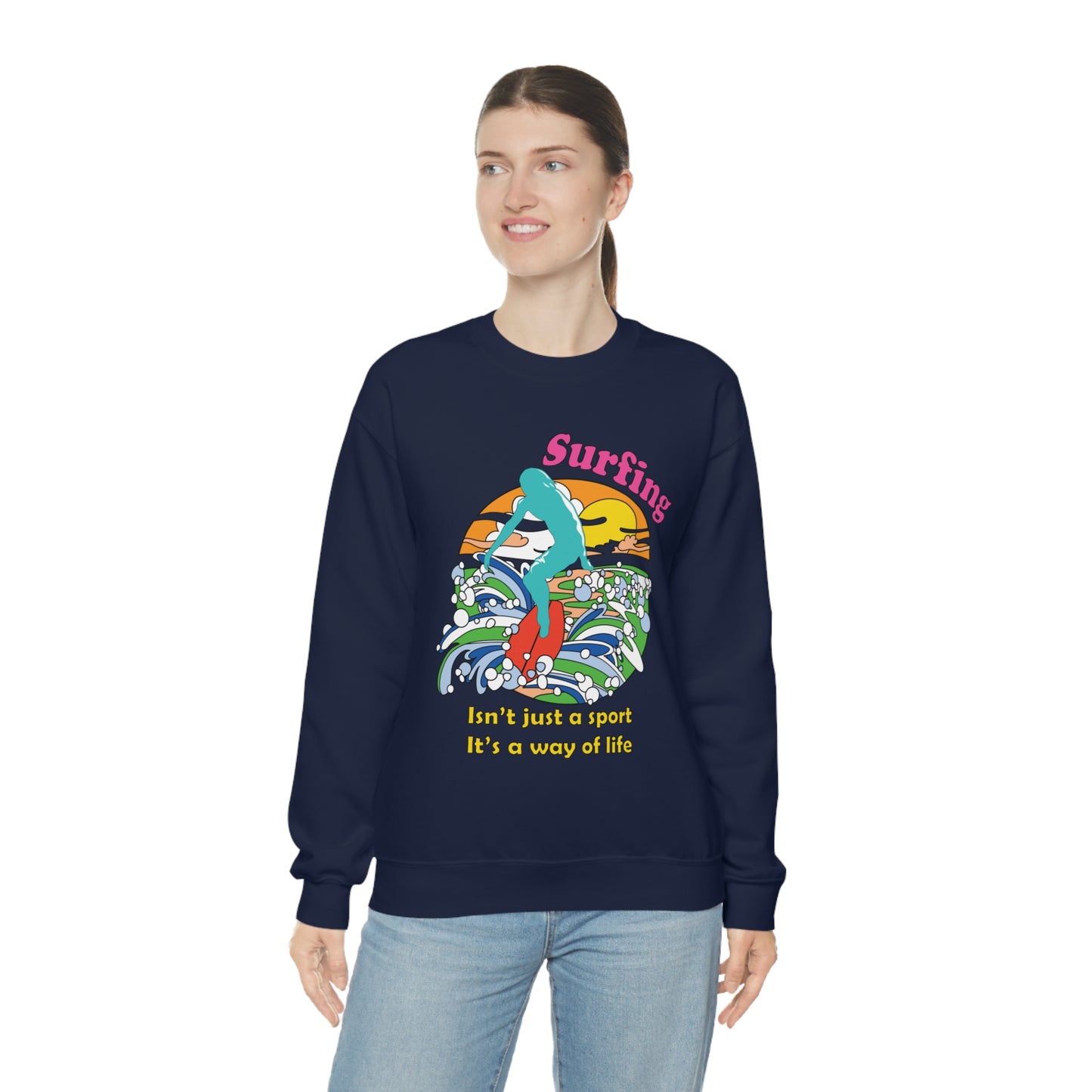 Surfing A Way of Life Crewneck Sweatshirt