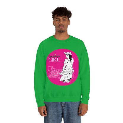 Pink Fashion girl Crewneck Sweatshirt