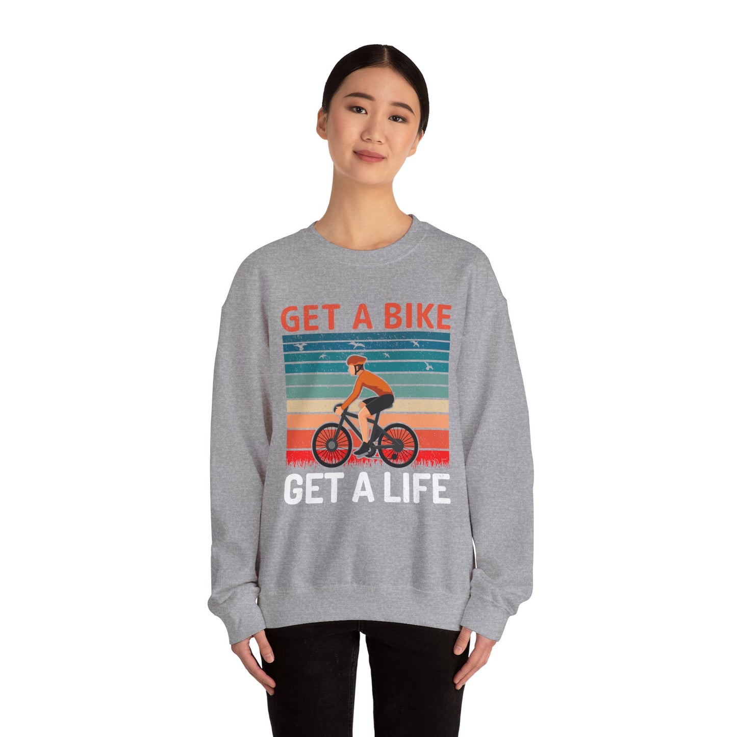 Get a bike and get a life vintage Crewneck Sweatshirt