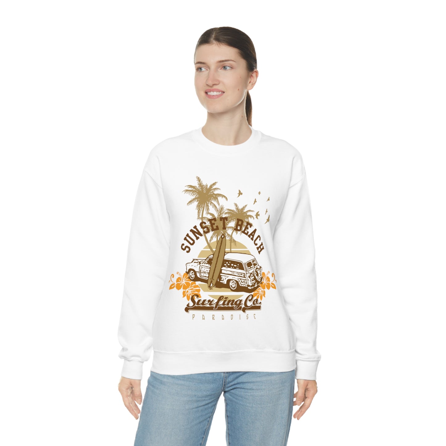 Sunset Beach Surfing Paradise Crewneck Sweatshirt