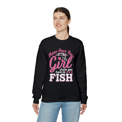 Girl Fishing Crewneck Sweatshirt