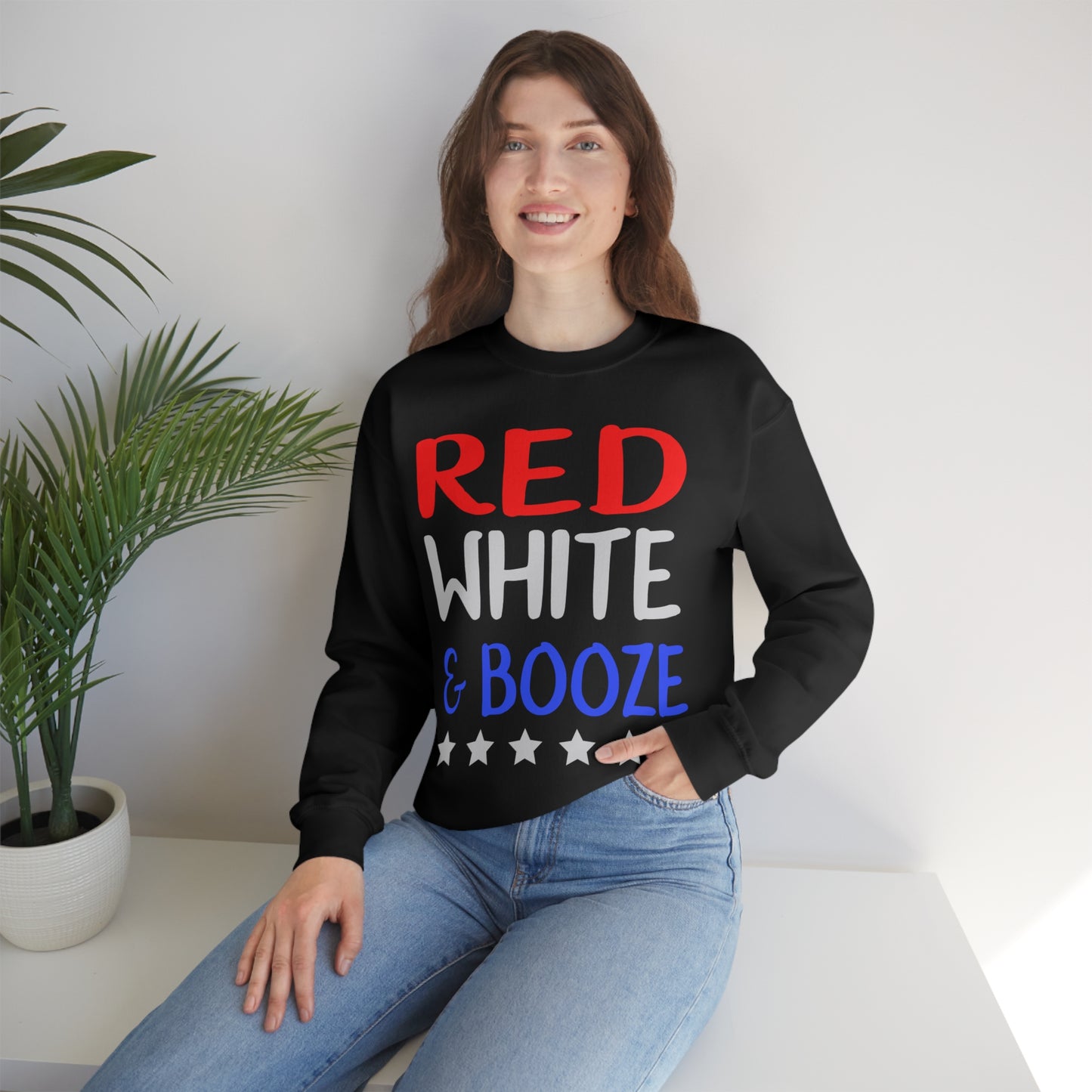 Red  White Booze Crewneck Sweatshirt