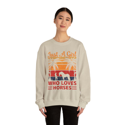 A girl who loves horses vintage Crewneck Sweatshirt