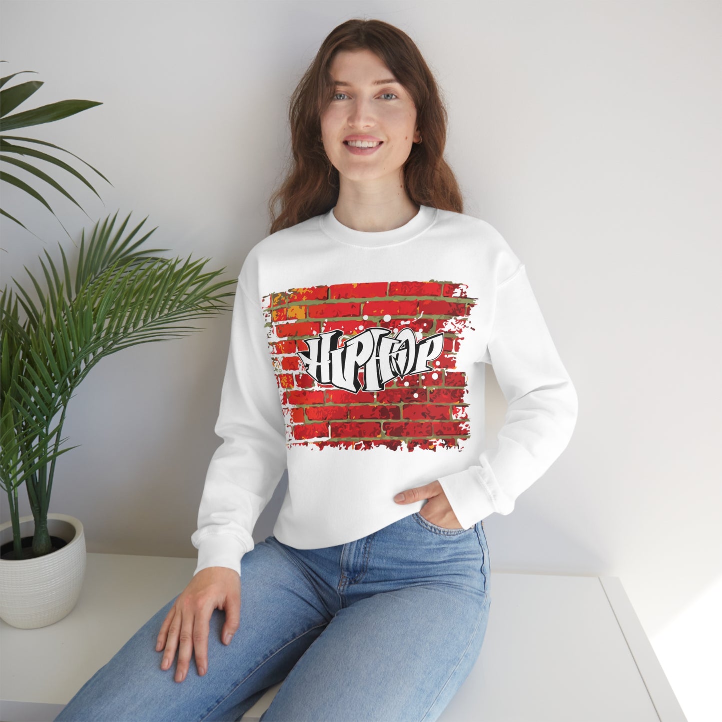 Hip Hop graffiti on the wall Crewneck Sweatshirt