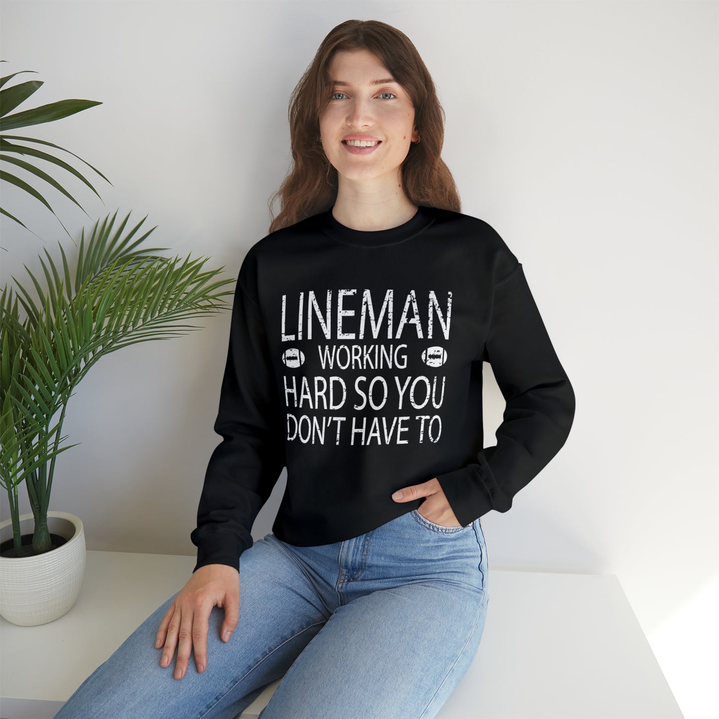 Lineman working hard Crewneck Sweatshirt