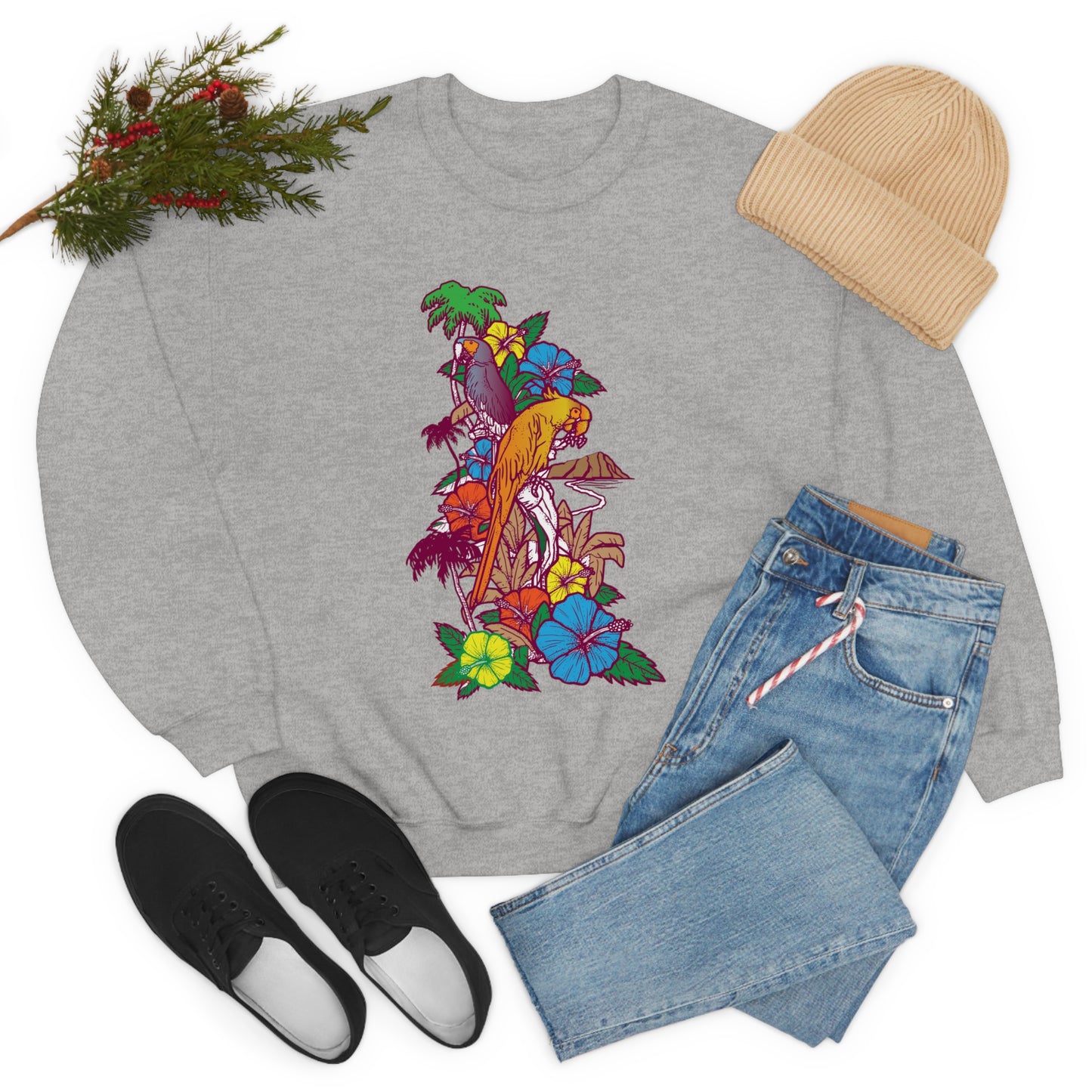 Parrot Jungle Floral Crewneck Sweatshirt