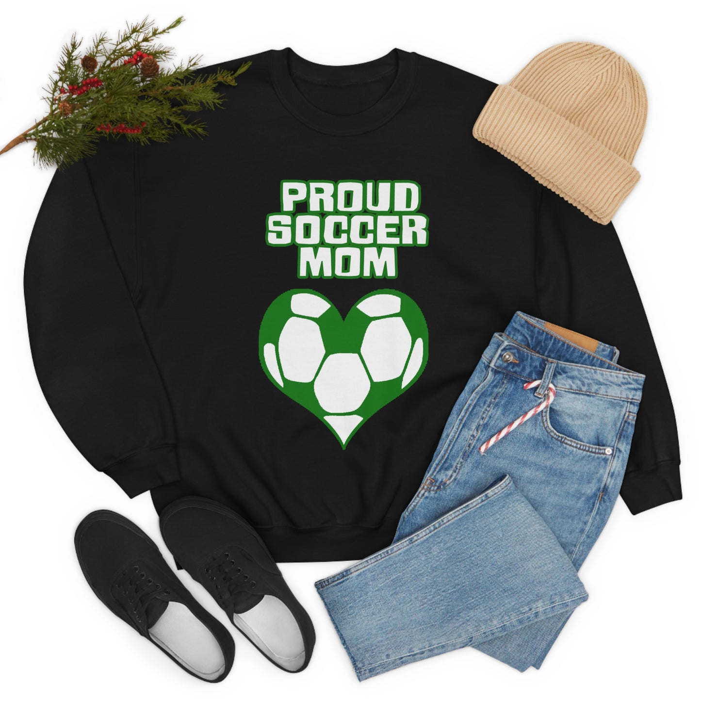 Proud -soccer-mom Heart Crewneck Sweatshirt