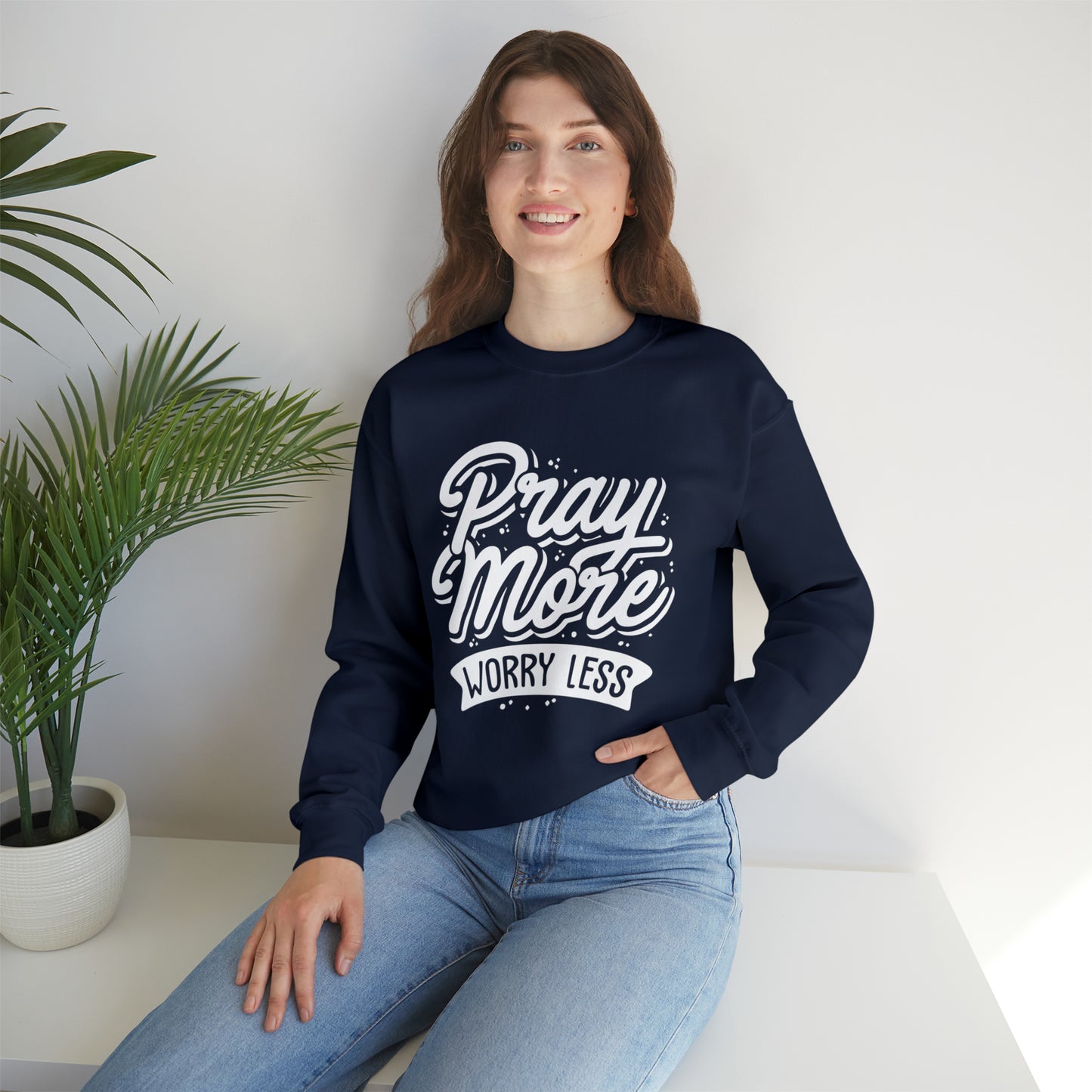 Pray more worry less Crewneck Sweatshirt