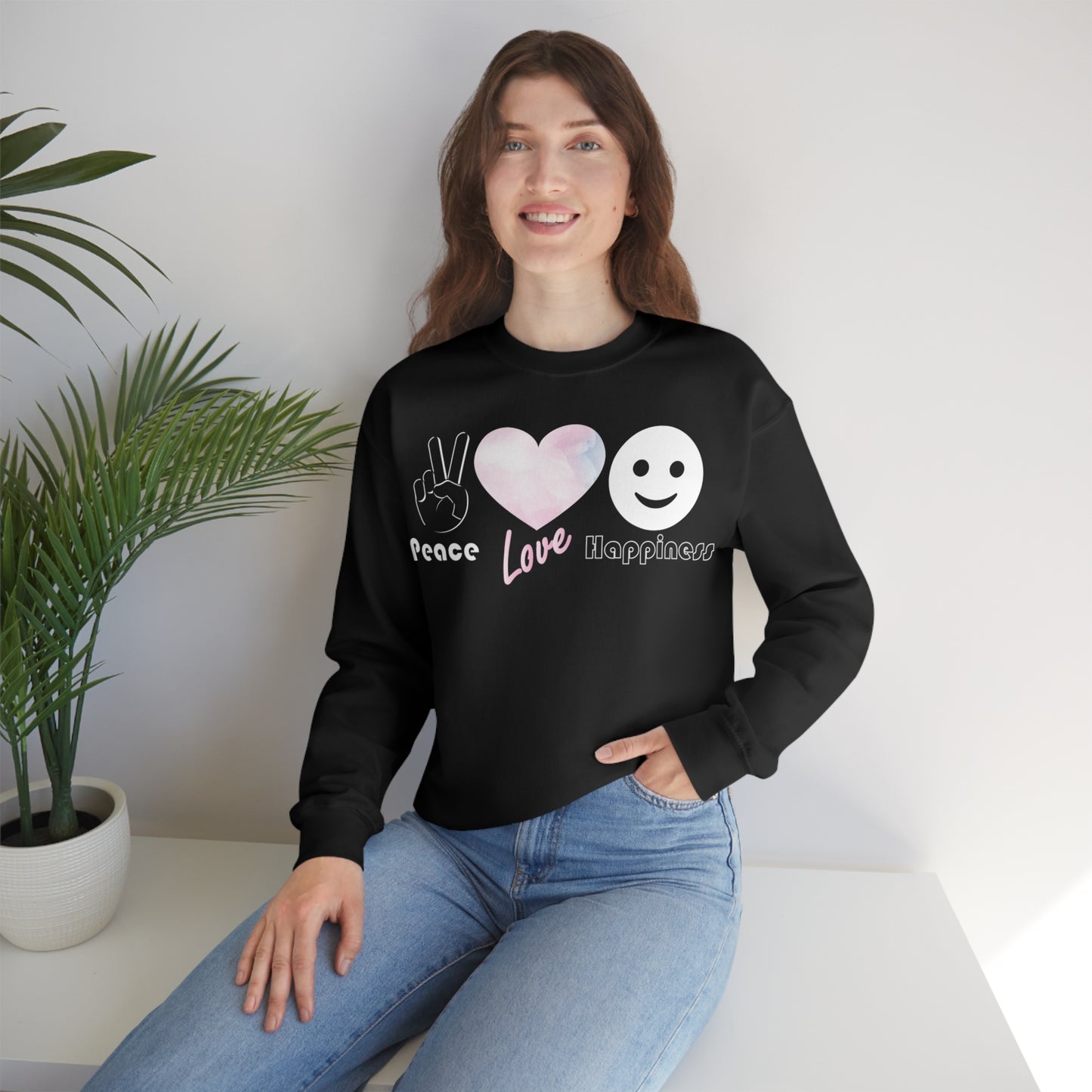 Peace-Love-Happiness Crewneck Sweatshirt