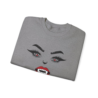 Sexy woman vampire mouth Crewneck Sweatshirt