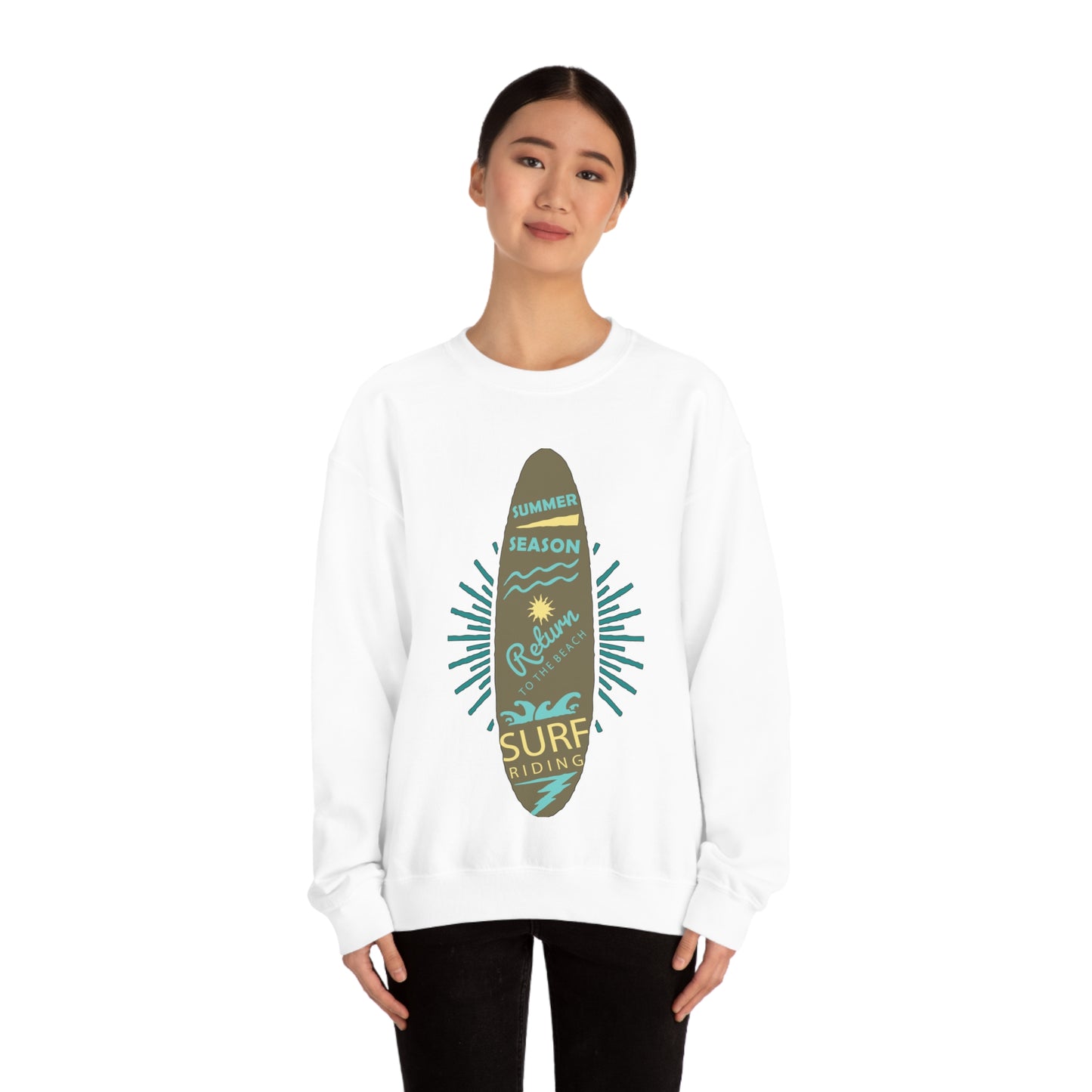 Surf Riding Summer Crewneck Sweatshirt