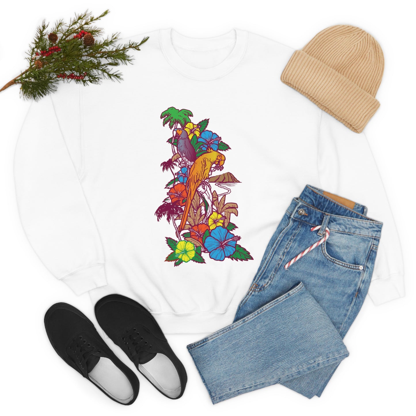 Parrot Jungle Floral Crewneck Sweatshirt