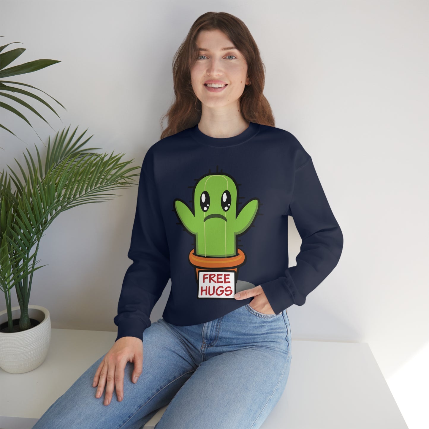 Free hugs sad cactus Crewneck Sweatshirt