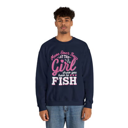 Girl Fishing Crewneck Sweatshirt