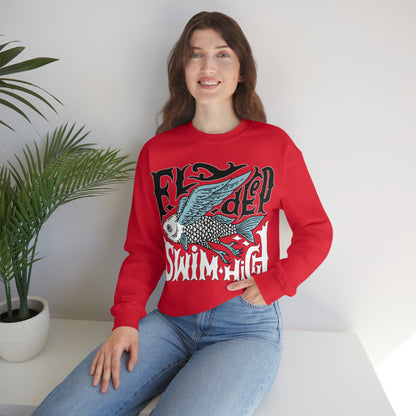 Fly deep swim high Crewneck Sweatshirt