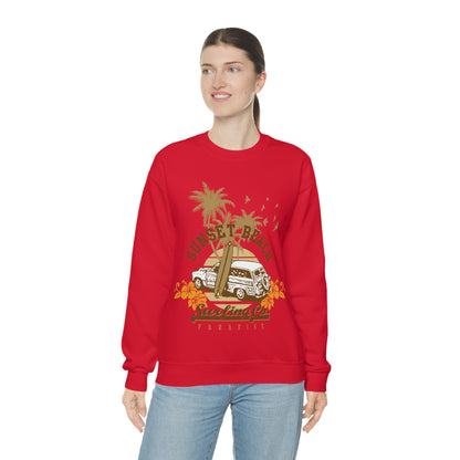 Sunset Beach Surfing Paradise Crewneck Sweatshirt