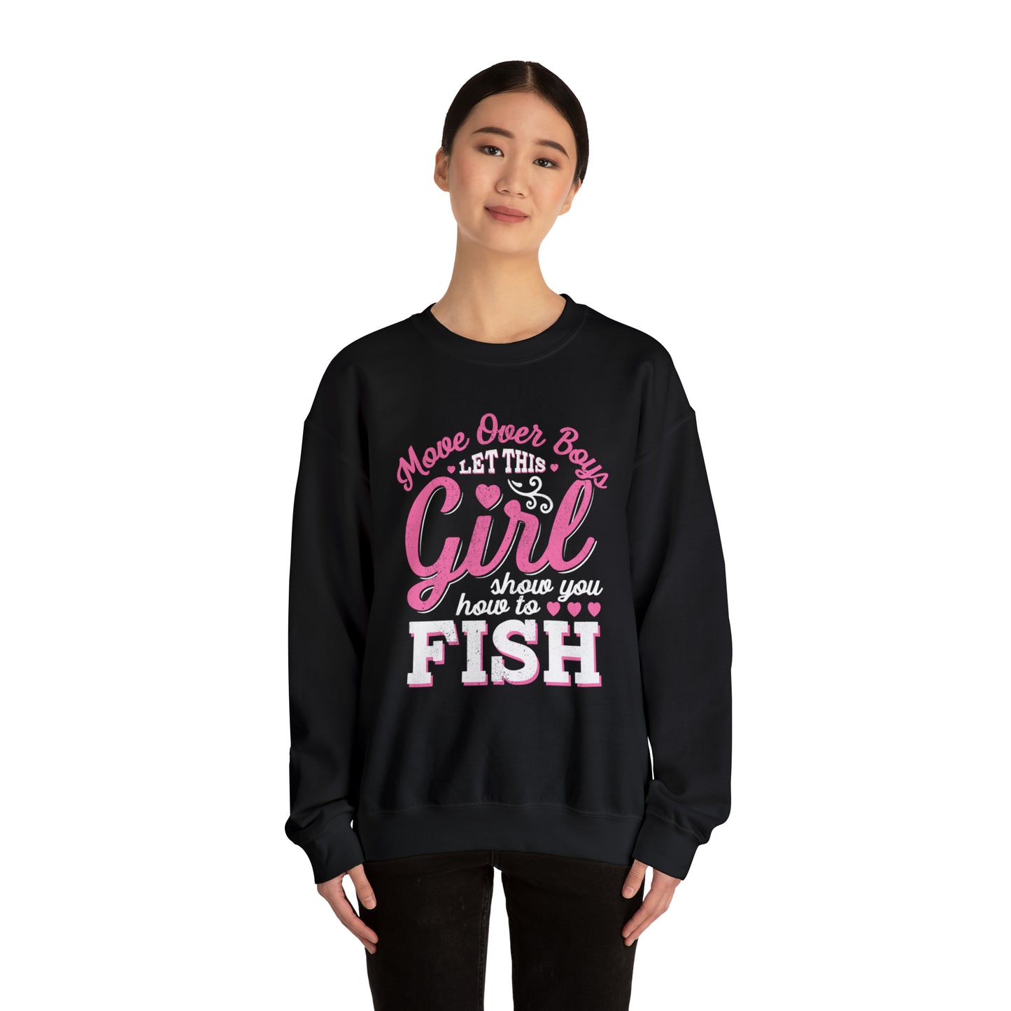 Girl Fishing Crewneck Sweatshirt