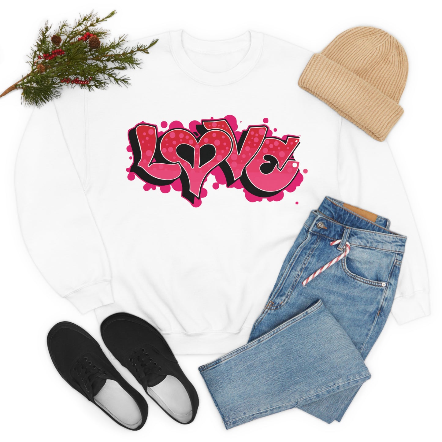 Peace and Love graffiti Crewneck Sweatshirt