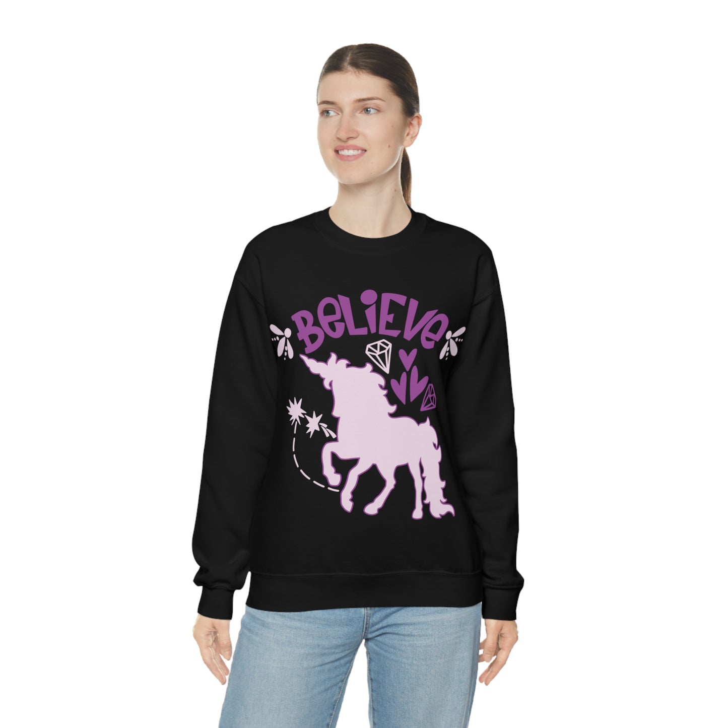 Unicorns_Believe Crewneck Sweatshirt