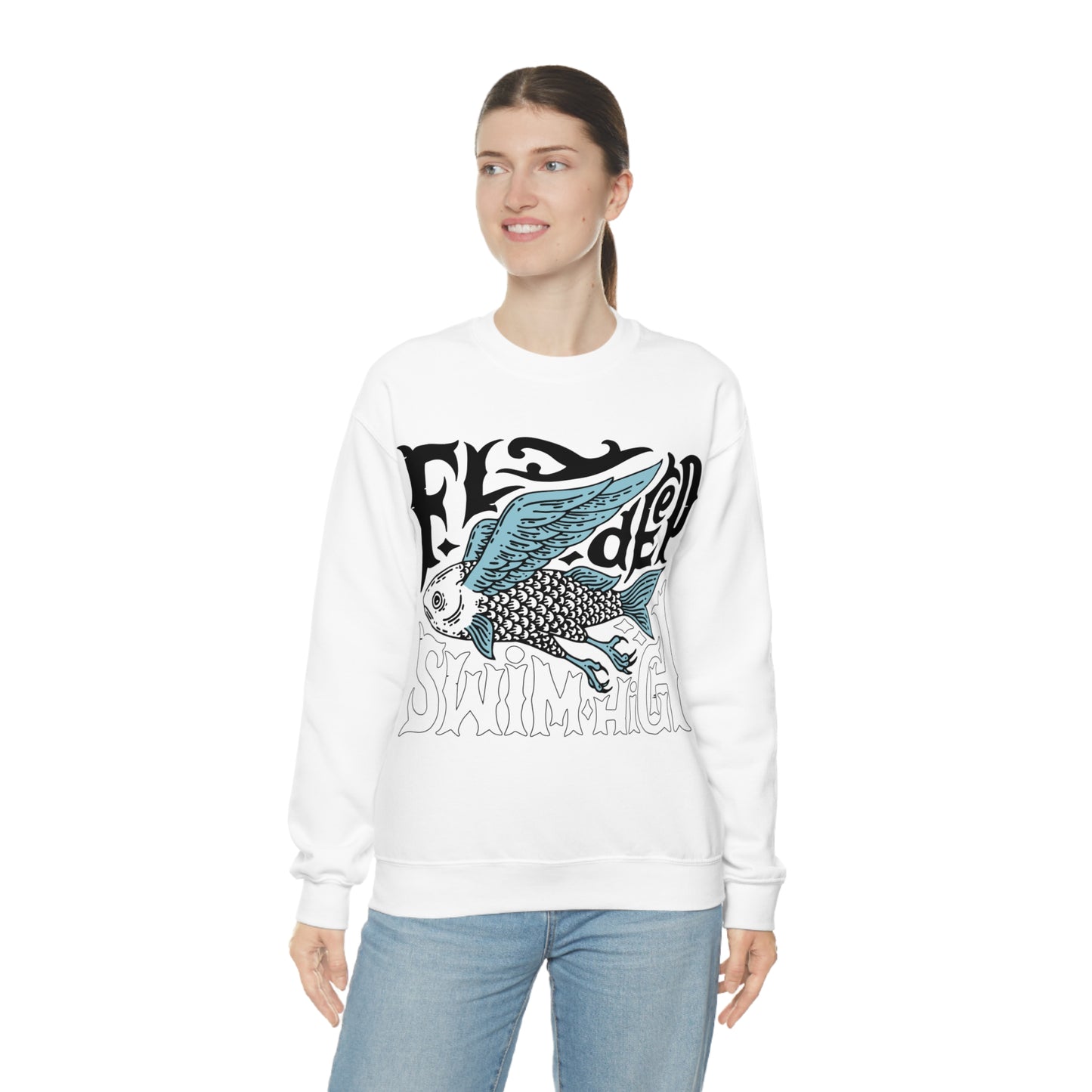 Fly deep swim high Crewneck Sweatshirt