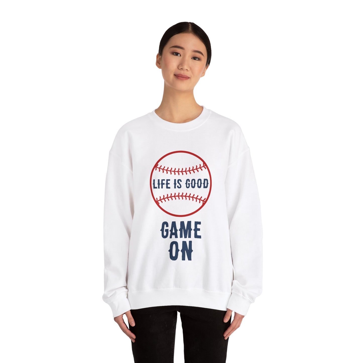 Life is Good Game On Crewneck Sweatshirt